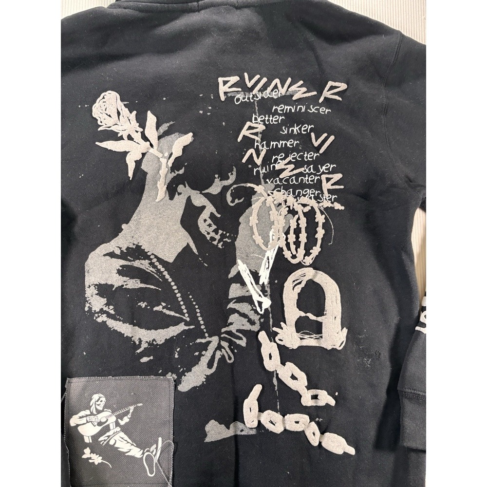 Nothing, Nowhere Reaper Ruiner Split Patchwork Hoodie Black Band Merch RARE S - Picture 10 of 11